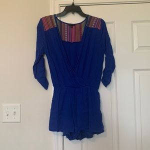 Blue swim cover-up. Romper style. Size: Medium